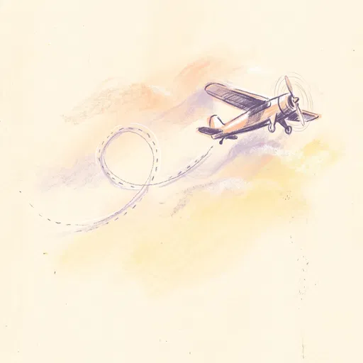 Pastel Sketch of Retro Propeller Plane
