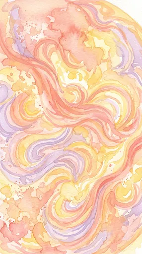 Pastel Watercolor Swirling Sun Close-Up