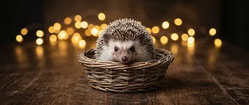 Cute Hedgehog in a Woven Basket