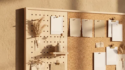 Minimalist Pegboard and Cork Vision Board Mockup