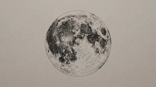 Minimalist Pointillism Full Moon Drawing