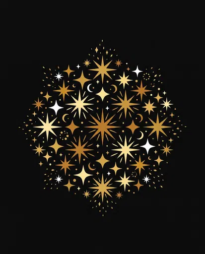 Gold and White Celestial Star Cluster