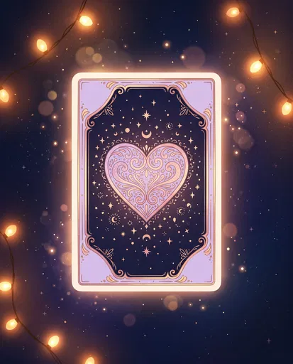 Mystical Glowing Heart Playing Card Illustration
