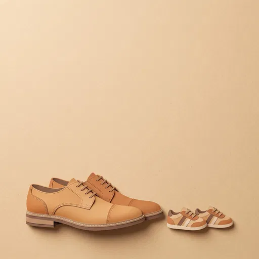 Tan Dress Shoes and Tiny Sneakers