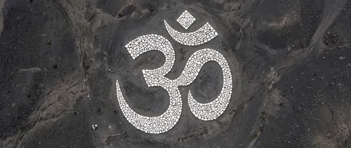 Aerial White Stone Om Symbol