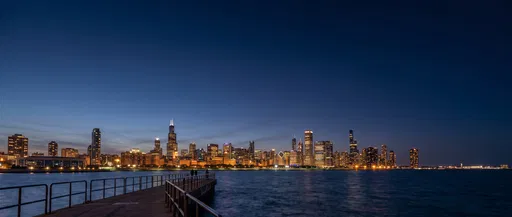 Chicago Skyline at Blue Hour from Pier