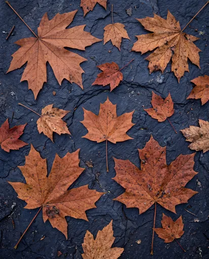 Autumn Maple Leaves on Dark Slate