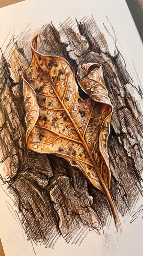 Colored Pencil Drawing of Autumn Leaf