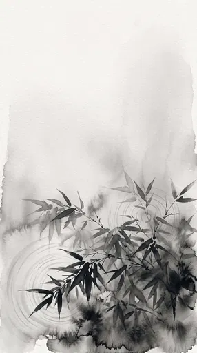 Monochrome Ink Wash Bamboo Wallpaper