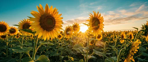 Golden Sunflower Field at Sunrise