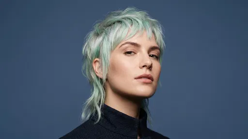 Woman with Pastel Mint Pixie Mullet