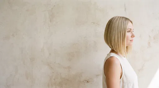 Woman With Blonde Bob Hairstyle in Profile