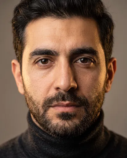 Close-Up Portrait of Bearded Middle Eastern Man