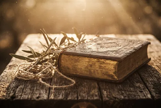 Antique Leather Book With Olive Branch