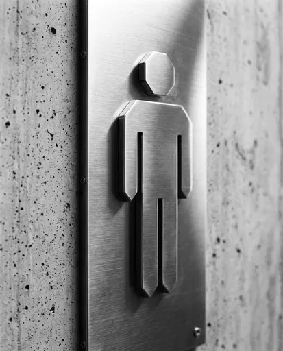 Brushed Steel Men's Restroom Sign