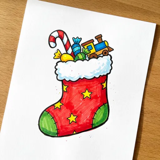 Marker Drawing of Christmas Stocking