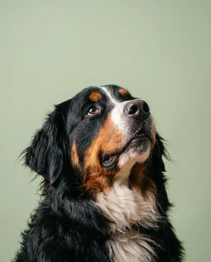 Bernese Mountain Dog Looking Up
