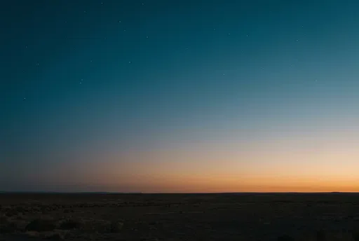 Twilight Starry Sky Over Flat Horizon
