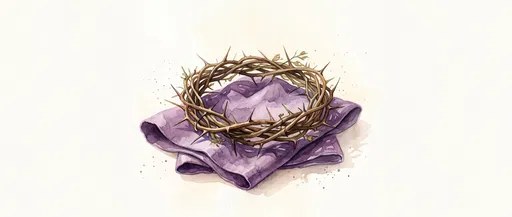Watercolor Crown of Thorns on Purple Cloth