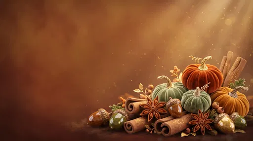 Velvet Pumpkins and Autumn Spices Background