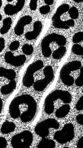 Black Velvet Animal Print on Silver Glitter