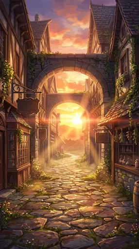 Fantasy Town Street at Sunset