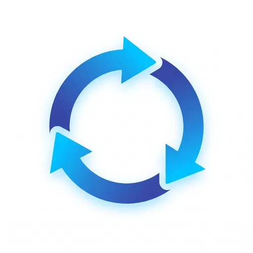 Blue Gradient Circular Cycle Arrows Icon