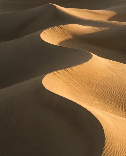 Golden Hour Desert Sand Dune Ridges