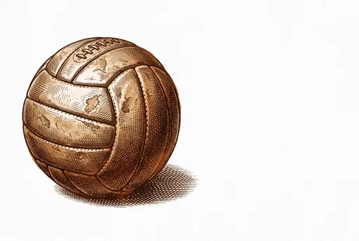 Vintage Engraved Leather Volleyball Illustration