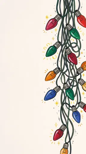 Vintage Christmas Lights Illustration With Copy Space