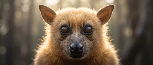 Close-Up Portrait of Golden-Crowned Flying Fox