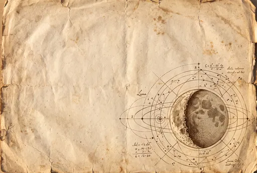 Vintage Celestial Moon Diagram on Aged Parchment