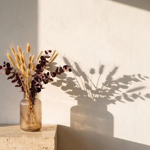 Dried Botanicals in Ribbed Glass Vase