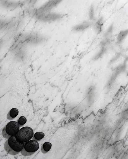 Black Zen Stones on Wet Marble