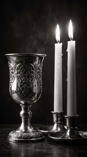 Silver Kiddush Cup and Sabbath Candles