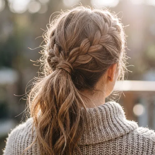 Back View of Braided Ponytail Hairstyle