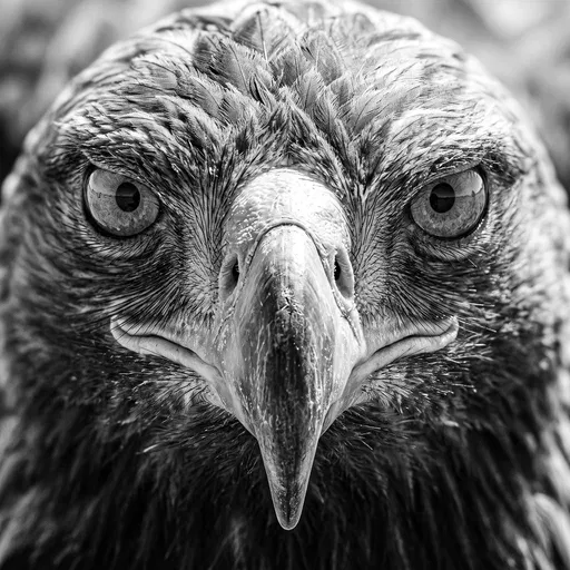 Monochrome Macro Portrait of an Eagle