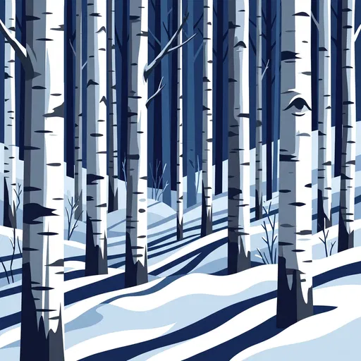 Flat Vector Winter Birch Forest