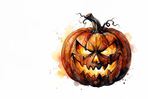 Spooky Watercolor Jack-O'-Lantern Clipart