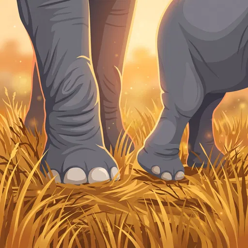 Mother and Baby Elephant Feet Illustration