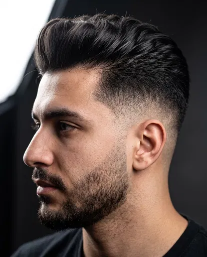 Profile of Man With Modern Pompadour Haircut