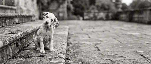 Dalmatian Puppy on Stone Steps