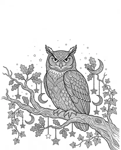 Zentangle Great Horned Owl Coloring Page