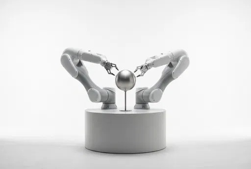 Dual Robotic Arms Around Metallic Sphere