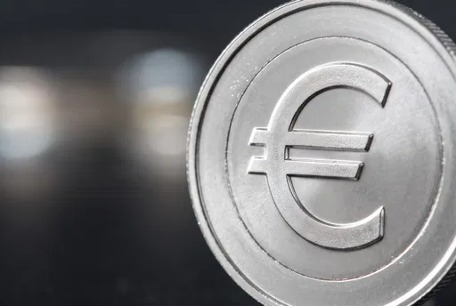 Silver Euro Symbol Coin Macro