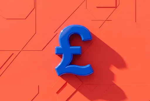 Blue 3D Pound Symbol on Coral Background