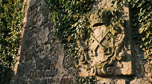 Weathered Stone Coat of Arms on Wall
