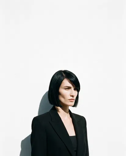 Woman with Black Bob in Sunlight