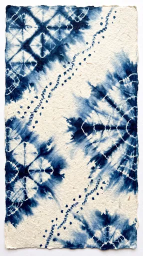 Indigo Shibori Patterns on Handmade Paper