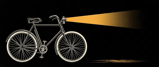 Vintage Bicycle Illustration with Glowing Headlamp Beam